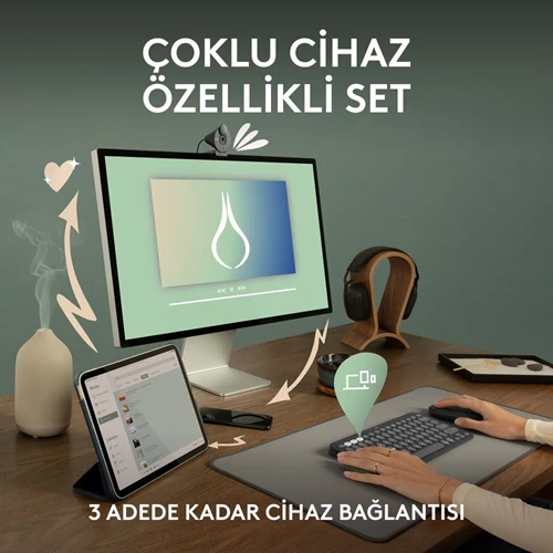 Logitech Pebble 2 Combo Kablosuz Klavye Mouse Seti 920­012245 - Siyah Siyah